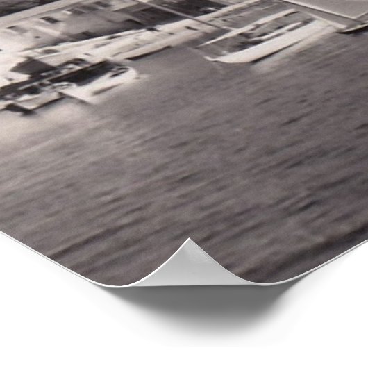 ZWARTE EN WITTE KYRENIE HARBOR 1950 UITZICHT POSTE POSTER (Hoek)