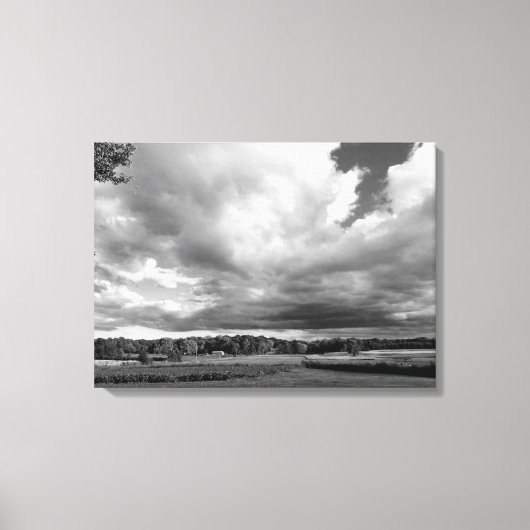 Zwarte en witte landfoto op canvas (Voorkant)