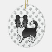 Zwarte en witte langdeklaag Chihuahua Dog & Paws Keramisch Ornament (Links)