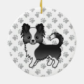 Zwarte en witte langdeklaag Chihuahua Dog & Paws Keramisch Ornament (Achterkant)