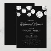 ZWARTE EN WITTE LANTERS REHEARSAL DINER INVITATION KAART (Voorkant / Achterkant)