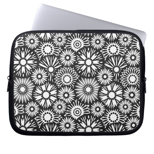 zwarte en witte laptophoes laptop sleeve (Voorkant)