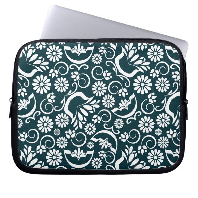 zwarte en witte laptophoes laptop sleeve (Voorkant)