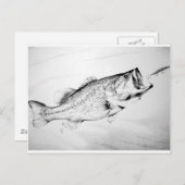 zwarte en witte largemouth bass die op aas jaagt . briefkaart (Voorkant / Achterkant)