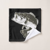 Zwarte en witte largemouth Bass Vist Mannen Bad Handdoek (Wasdoekje)