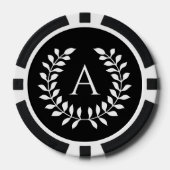 Zwarte En Witte Lauwerkrans Met Aangepaste Monogra Poker Chips (Voorkant)