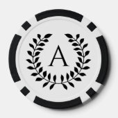Zwarte En Witte Lauwerkrans Met Aangepaste Monogra Poker Chips (Achterkant)