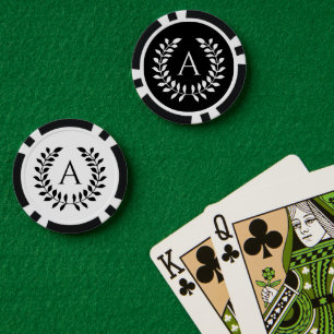 Zwarte En Witte Lauwerkrans Met Aangepaste Monogra Poker Chips