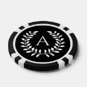 Zwarte En Witte Lauwerkrans Met Aangepaste Monogra Poker Chips (Enkel)