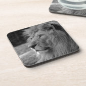 Zwarte en witte leeuw - Wilde dieren Bier Onderzetter (Linkerzijde)