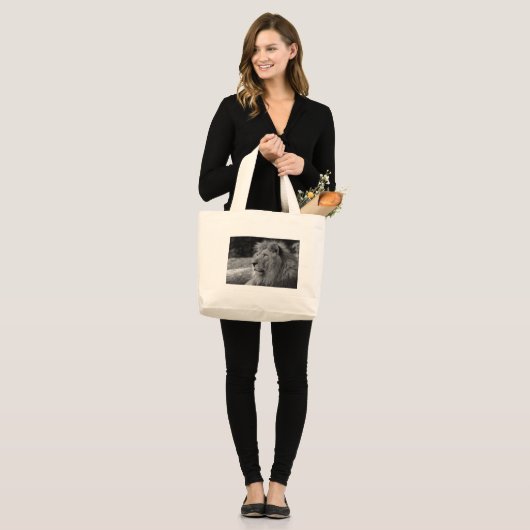 Zwarte en witte leeuw - Wilde dieren Grote Tote Bag (Voorkant (model))