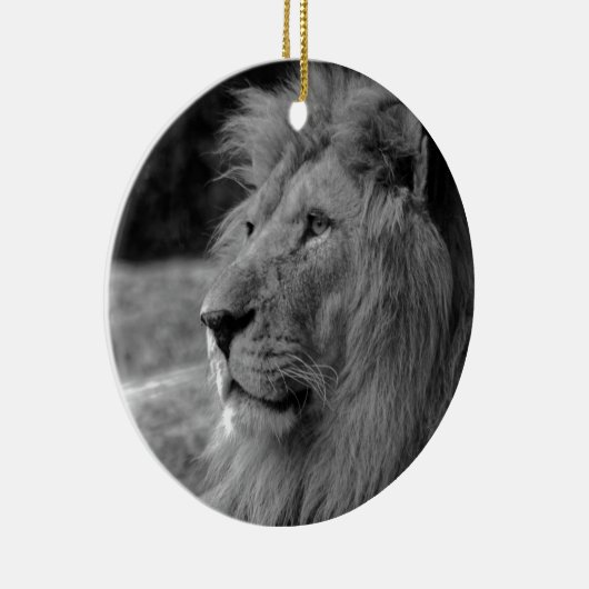 Zwarte en witte leeuw - Wilde dieren Keramisch Ornament (Rechts)