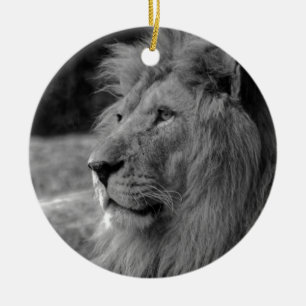 Zwarte en witte leeuw - Wilde dieren Keramisch Ornament