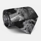 Zwarte en witte leeuw - Wilde dieren Stropdas (Opgerold)