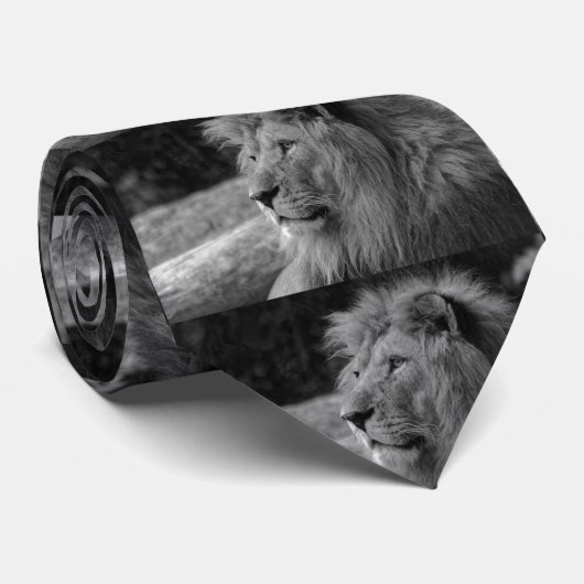Zwarte en witte leeuw - Wilde dieren Stropdas (Opgerold)