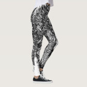 Zwarte en witte leeuwenlijnkunst leggings (Rechts)