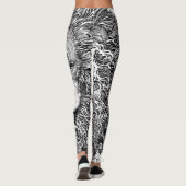 Zwarte en witte leeuwenlijnkunst leggings (Achterkant)