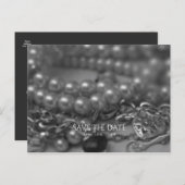 zwarte en witte legante parels Sla de datum op Aankondigingskaart (Voorkant / Achterkant)