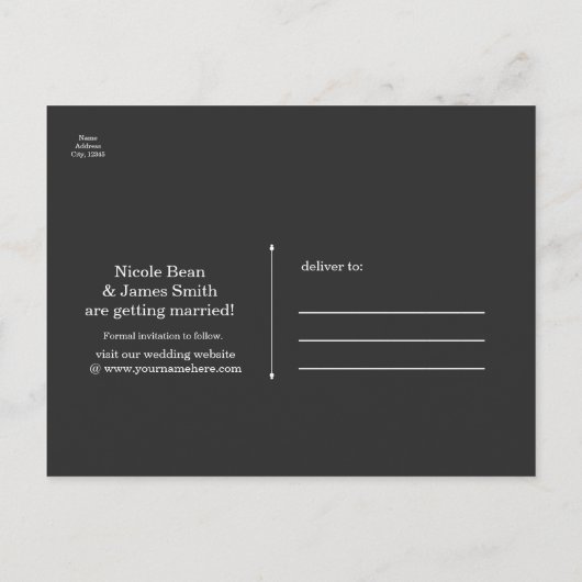  zwarte en witte legante parels Sla de datum op Aankondigingskaart (Achterkant)