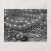 zwarte en witte legante parels Sla de datum op Aankondigingskaart (Voorkant)
