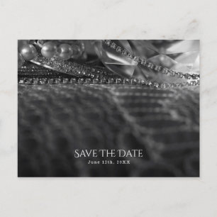  zwarte en witte legante parels Sla de datum op Aankondigingskaart