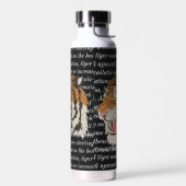 Zwarte en witte letter achtergrond Wild tiger Wood Waterfles (Links)