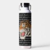 Zwarte en witte letter achtergrond Wild tiger Wood Waterfles (Voorkant)