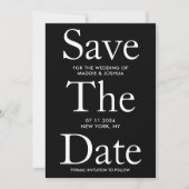 Zwarte en witte letters Modern sparen de Datum Save The Date (Voorkant)