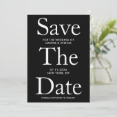 Zwarte en witte letters Modern sparen de Datum Save The Date (Staand voorkant)