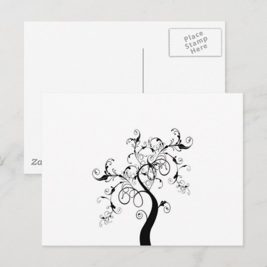 Zwarte en witte levensboom briefkaart (Voorkant / Achterkant)