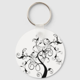Zwarte en witte levensboom sleutelhanger