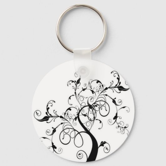 Zwarte en witte levensboom sleutelhanger (Voorkant)