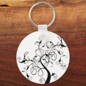 Zwarte en witte levensboom sleutelhanger (Voorkant)