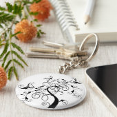 Zwarte en witte levensboom sleutelhanger (Zijkant)