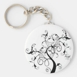 Zwarte en witte levensboom sleutelhanger
