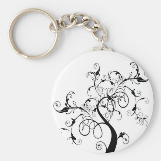 Zwarte en witte levensboom sleutelhanger (Voorkant)