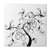 Zwarte en witte levensboom tegeltje (Voorkant)