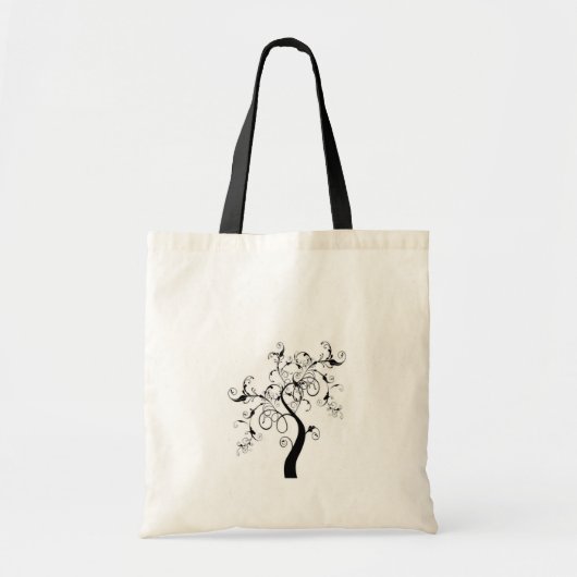 Zwarte en witte levensboom tote bag (Voorkant)