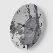 zwarte en witte levensechte tekening van schattige grote klok (Hoek)