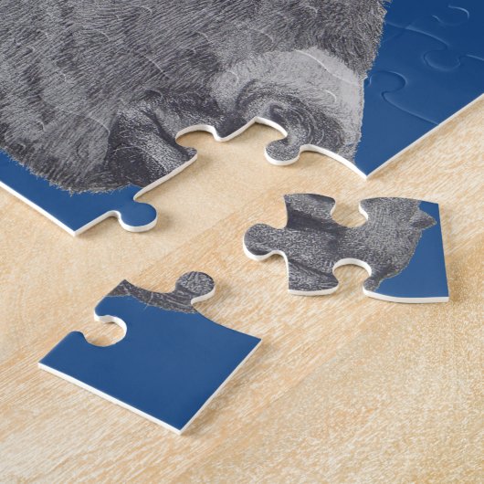 zwarte en witte levensechte tekening van schattige legpuzzel (Zijkant)