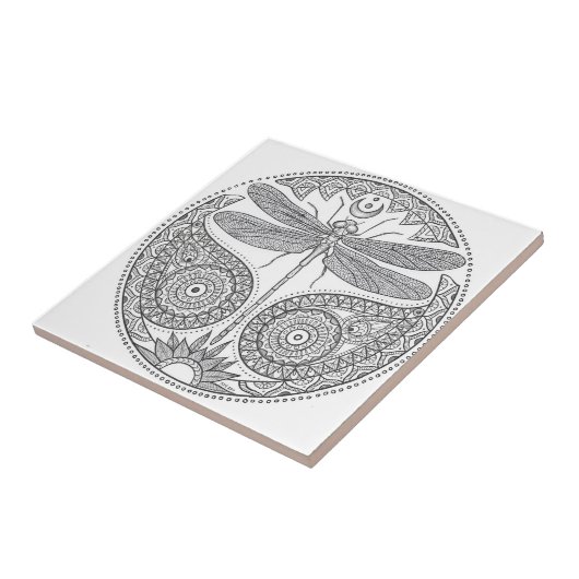 zwarte en witte libellen tegeltje (Zijkant)