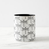 zwarte en witte libellen tweekleurige koffiemok (Center)