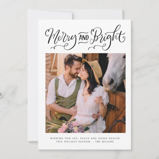 Zwarte en witte, lichte feestelijke foto met kerst feestdagenkaart (Voorkant)