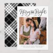 Zwarte en witte, lichte feestelijke foto met kerst feestdagenkaart (Voorkant / Achterkant)