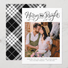 Zwarte en witte, lichte feestelijke foto met kerst feestdagenkaart