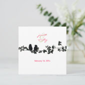 Zwarte en witte liefdesvogels kaart (Staand voorkant)