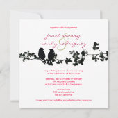 Zwarte en witte liefdesvogels kaart (Achterkant)