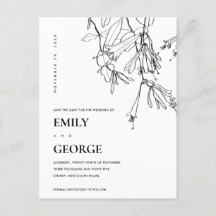 ZWARTE EN WITTE LIJN DIE FLORAAL TREKKEN BEWAREN D AANKONDIGINGSKAART