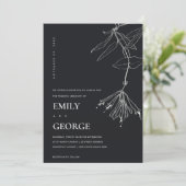 ZWARTE EN WITTE LIJN DIE FLORAL WEDDING DRAAGT INV BEDANKKAART (Staand voorkant)