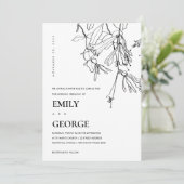 ZWARTE EN WITTE LIJN DIE FLORAL WEDDING DRAAGT INV BEDANKKAART (Staand voorkant)